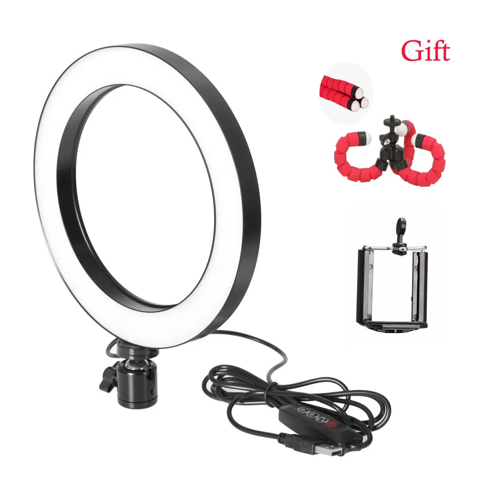 Ceny Fotografia LED Selfie lampa pierścieniowa 16 26cm trzystopniowe bezstopniowe oświetlenie możliwość przyciemniania z głowicą kołyskową do makijażu Video studio live