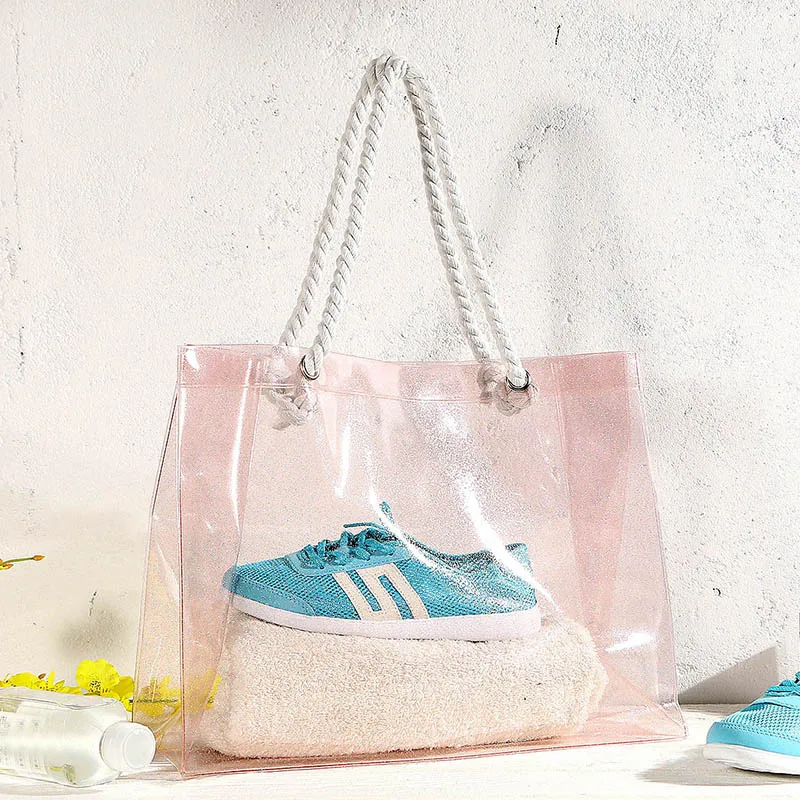 ETya PVC شفافة السفر التجميل حقيبة تجميل ضد الماء أكياس حمل حقيبة شاطئية غسل كيس التخزين سعة كبيرة حقيبة يد عالية الجودة