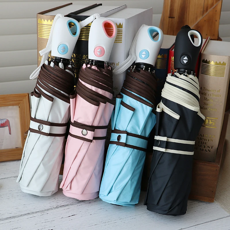 

Smiple Fashion Automatic Travel Umbrella Auto Open Close Anti UV Womens Umbrella Windproof Folding Male Umbrella