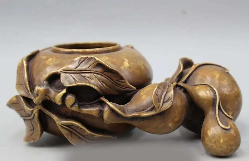 3" Marked Chinese Dynasty Pure Bronze Gourd cucurbit Incense Burner Censer Pot