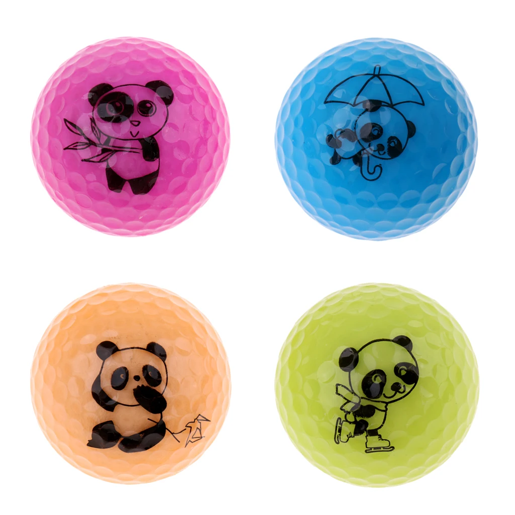 Golf Driving Ball Double Layer Golf Ball Cute Panda Golf Range Practice Ball Flexible Elastic Training Golf Ball
