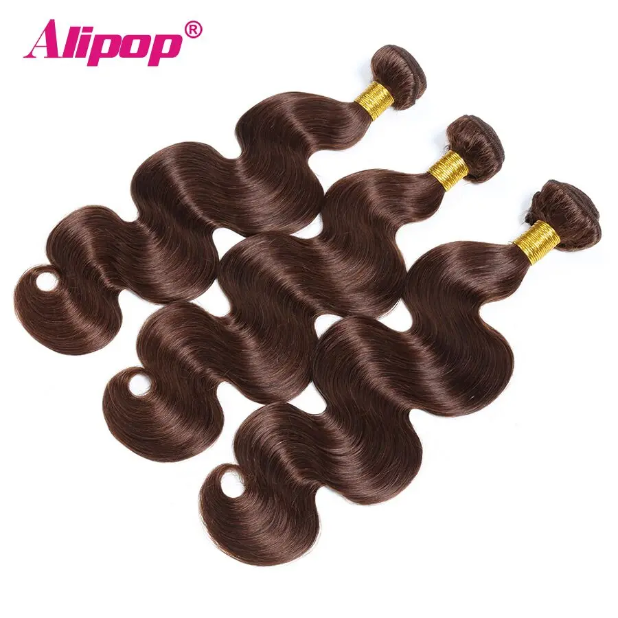 #4 Colored Body Wave Bundles Brazilian Hair 3 Bundles Light Brown Human Hair Weave Bundles Deals Hair Vendors Non Remy ALIPOP (6)