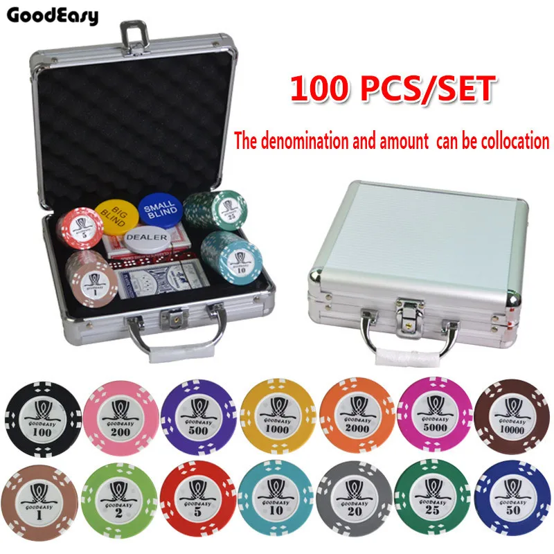 100 500PCS/SET 15.5g AOM Poker Chips Sets Clay Casino Chips Texas Hold