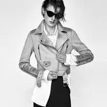 Новинка года; Лидер продаж; сезон осень-зима; женские куртки и пальто из мягкой замши; Женская матовая байкерская куртка на молнии с поясом; цвет черный, желтый; верхняя одежда