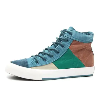 

High Top Canvas Sneakers Mens Patchwork Shoes Breathable Casual Lace Up Espadrilles Male Board Shoe Outdoor Walking Sneakers