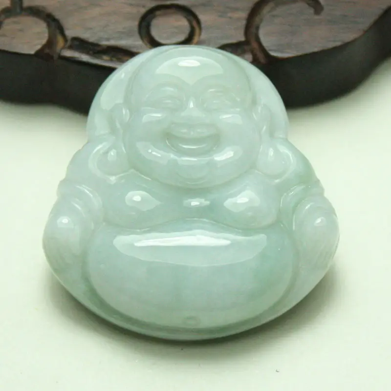 

Certified 100% Natural Green A Jade Jadeite Pendant Handmade Maitreya 46