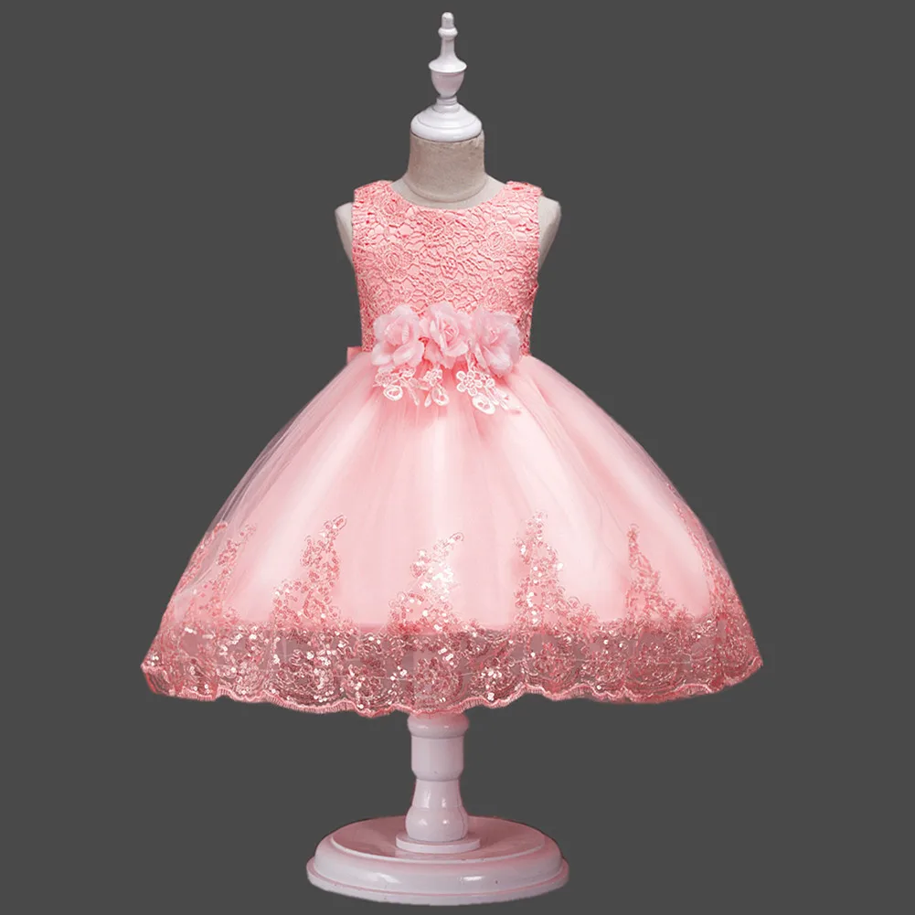 

Party Princess Dress Girls Beaded Paillette Lace Tutu Wedding Flower Girl Dress Girls' White Dresses Teenage Girls Clothing