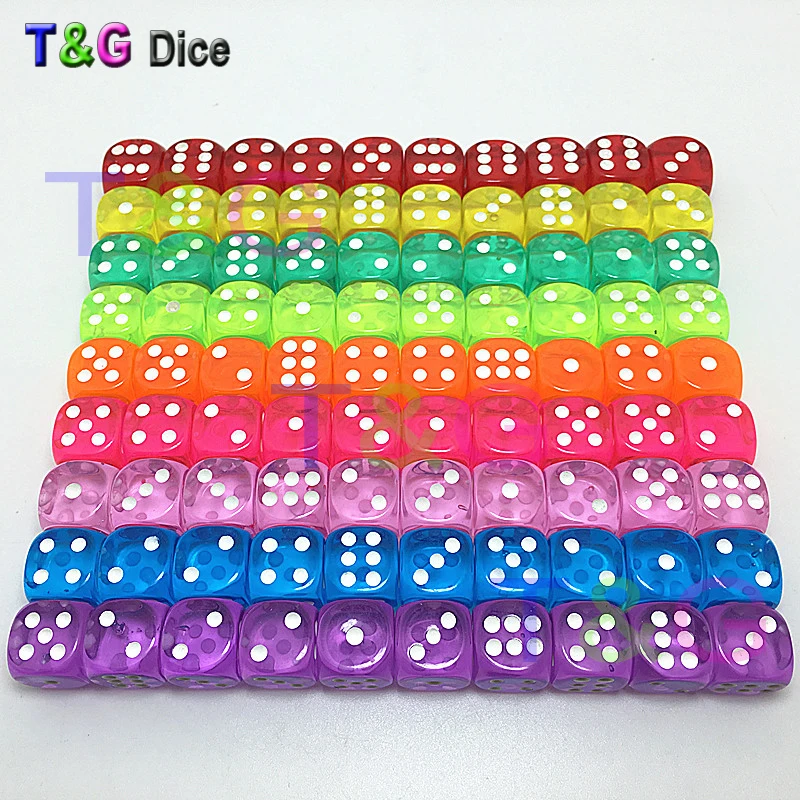 Красочные 14 мм 10 шт./компл. Акриловые Игральные Кости d6 6-сторонние игральные