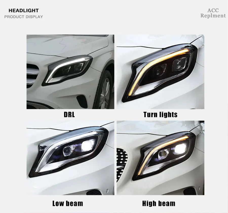 2 шт. светодиодный фары для Mercedes-Benz GLA- светодиодный автомобильный фонарь ангельские глазки полный светодиодный комплект противотуманных фар Светодиодный дневные ходовые огни