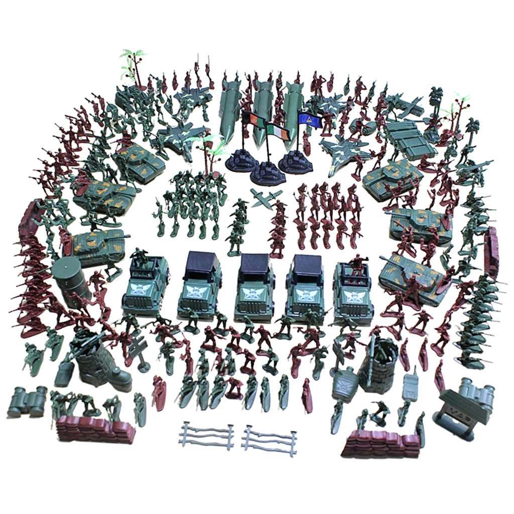 307 Pieces Army Base Set 4cm Soldiers Army Men & Assorted Accessory - Tanks Warplanes & More Sand Scene Model Playset Toy