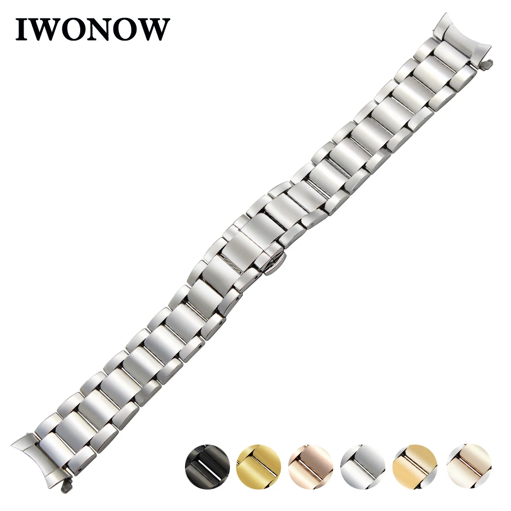 Stainless Steel Watch Band 18mm 20mm 22mm for Jacques Lemans Curved End Strap Butterfly Buckle Belt Wrist Bracelet Black Silver Stainless Steel Watch Band 18mm 20mm 22mm for Jacques Lemans Curved End Strap Butterfly Buckle Belt Wrist Bracelet Black Silver