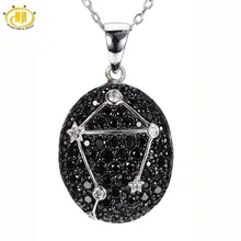 Hutang Libra Constelación Negro Espinela y Topacio Blanco Colgante Esterlina del Sólido 925 Collar de Plata de La Joyería Fina cadena libre