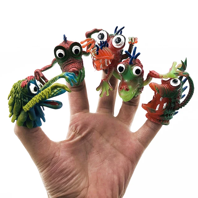 Senior Monster Finger Puppet Toy Funny Funny Animal Monster Toy Pinata Party Toy 5PCS Children Story PVC Finger Toys For Kids 1