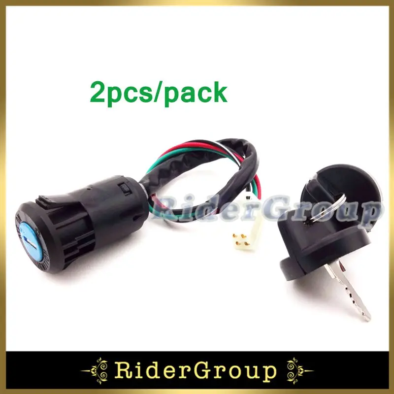 2x 4 Pins Wire On Off Stop Kill ATV Ignition Key Switch For 50cc 70cc