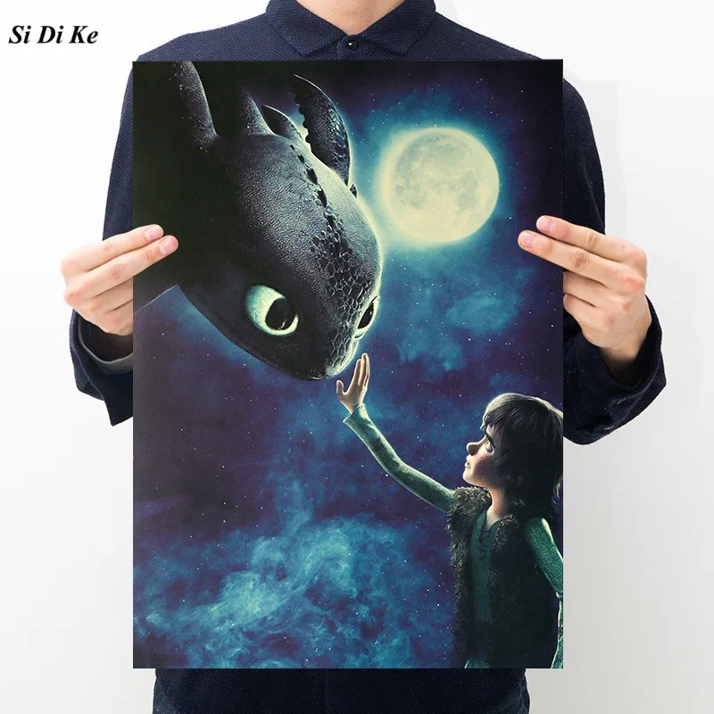 

Movie Posters How To Train Your Dragon Retro Wall Posters Art Printed Painting Wall Stickers 51x35.5cm