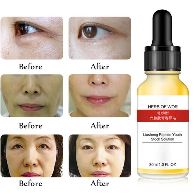 

Six Peptides Pure Collagen Protein Liquid Hyaluronic Acid Anti-Wrinkle Anti Aging Face Lift Serum Moisturizer Skin Care