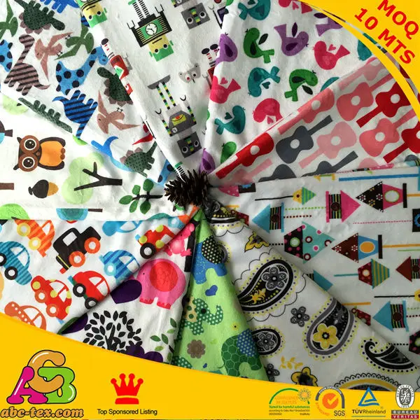 Free shipping Minky Print Fabric sold by LOT, 6pcs/lot