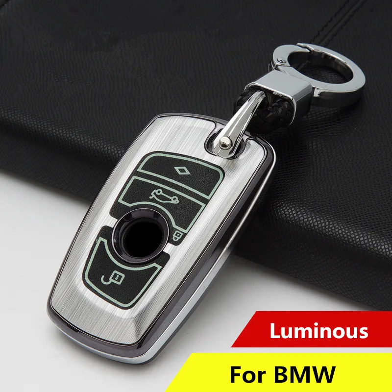 Пластик Световой ключа автомобиля чехол для BMW натуральная кожа чехол для ключей для BMW F30 F20 X1 X3 X5 E30 E34 E90 E60 E36 E39 E46 ключ - Название цвета: B-silver