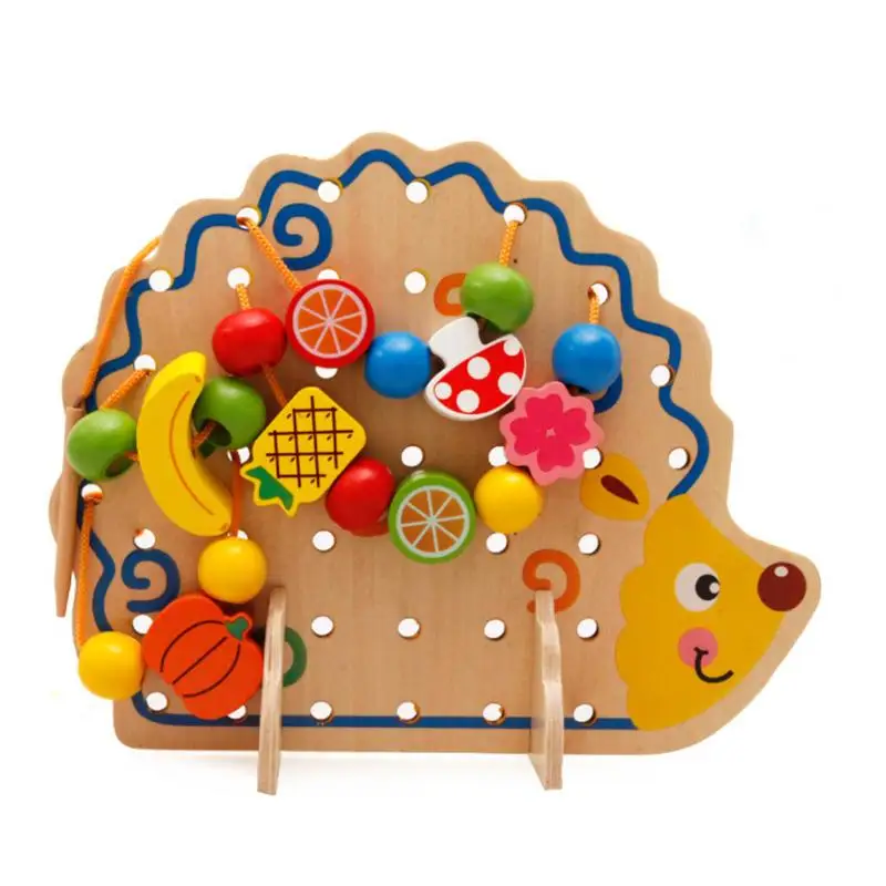 

Education Toys Hedgehog Fruits Creative String Beads Montessori Baby Logic Wooden Early LearningEducational Toy For Children