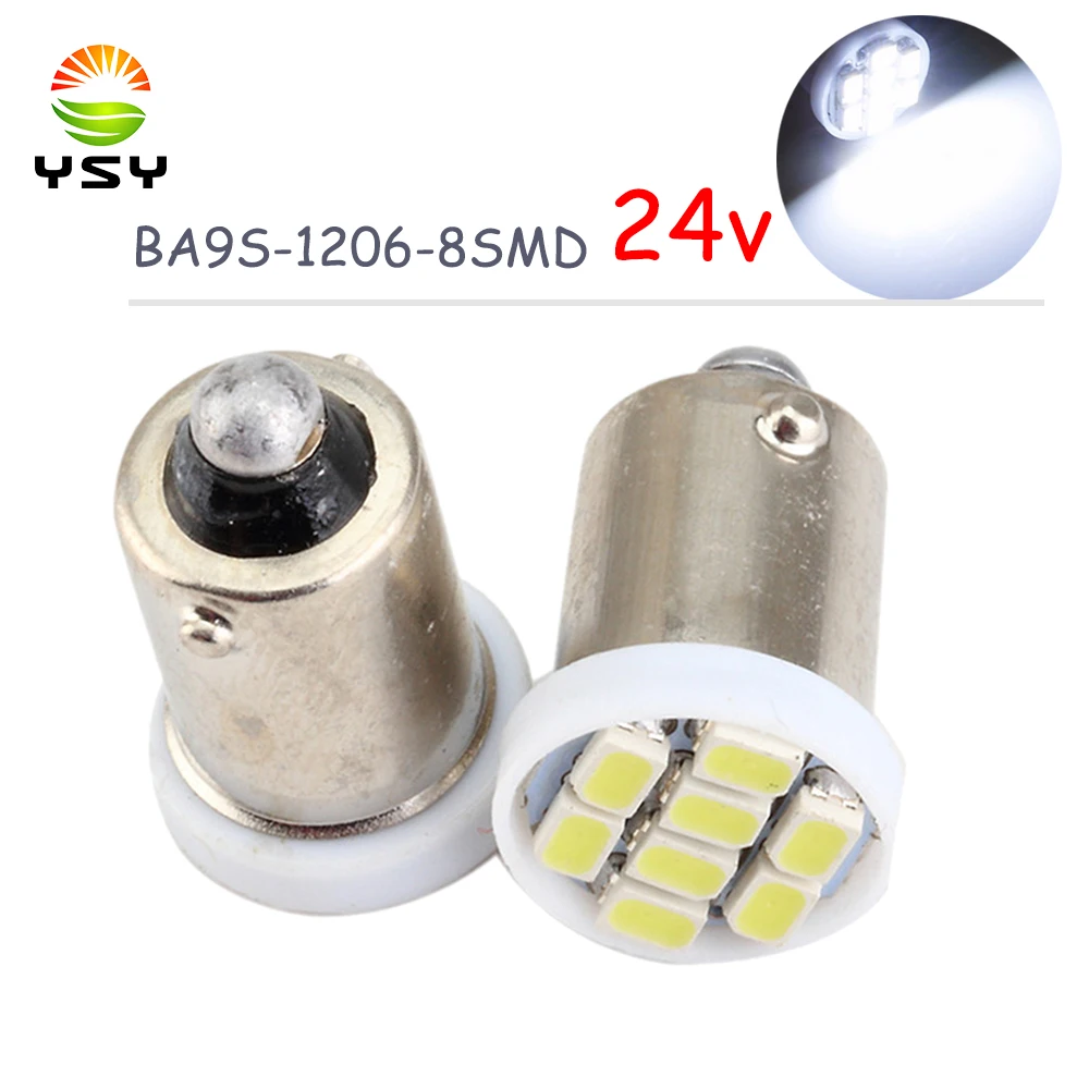 

YSY 50PCS BA9S 1206 8SMD 24V T11 T4W LED Light Bulb Clearance Reverse Light Indicator Reading Lamps White