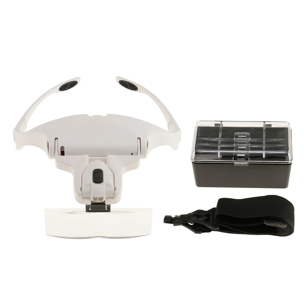5 Lens Headband LED Lamp Head Light Jeweler Magnifier Handset Magnifying Glass Loupe Jewelry Tools