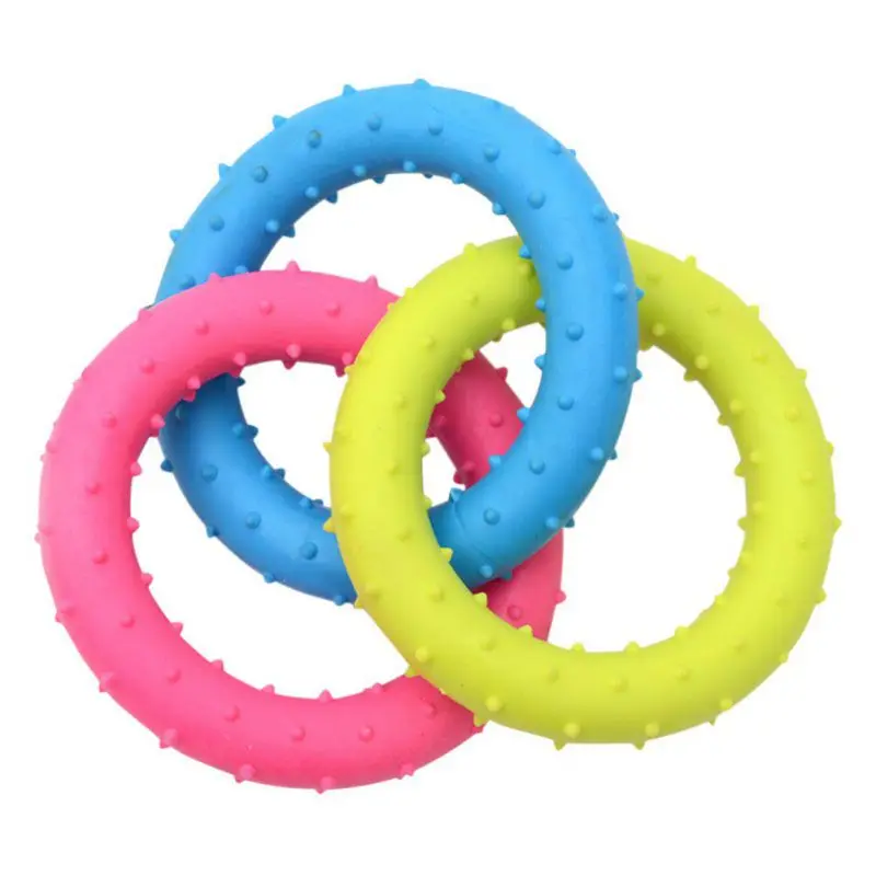 

Pet Molar Clean Teeth Ring TPR Rubber Pet Dog Oral Tooth Cleaning Interactive Entertainment 3 Color Ring Bite-resistant Chew Toy