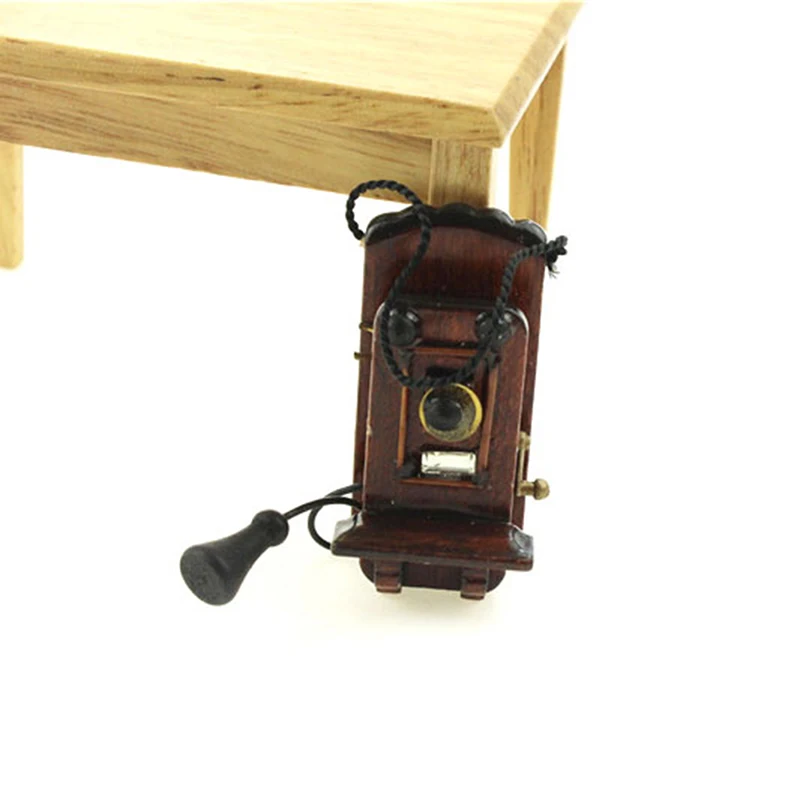 Миниатюрный античный настенный телефон Винтаж Стиль кукольный домик мебель аксессуары для 1:12 гостиная спальня кухня