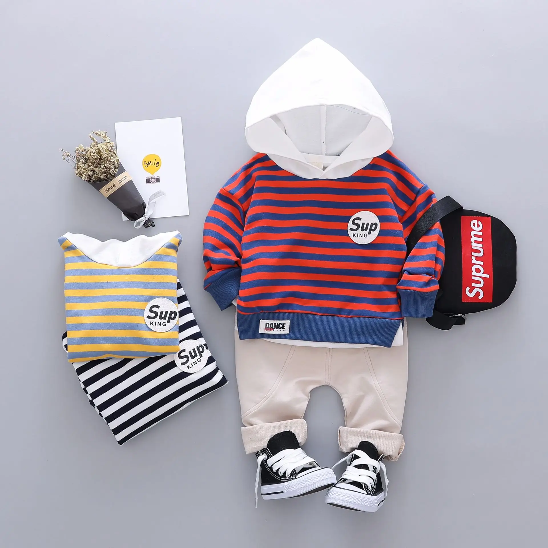 

Baby boys clothes sets spring autumn infant cotton cartoon striped hoodies+pants 2pcs outfits toddler baby kids tracksuits sets