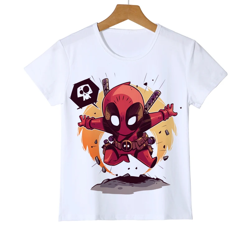 

Newest Deadpool Kid's T shirt Fashion Cartoon Super hero Spider-Man/Iron Man/Captain America Design tops Printed T-Shirts Z36-3
