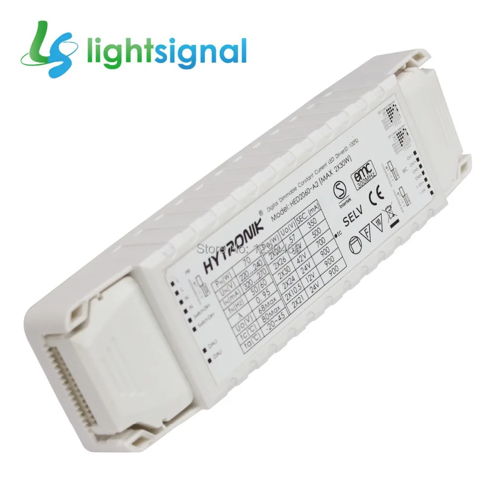 

2*30W DALI dimmable LED driver with Multiple constant current selection,dual output 350~900mA