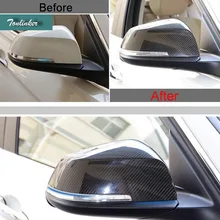 Tonlinker 2 PCS Car Styling Carbon Fiber DIY Door Reverse Outside Mirrors Car Cover Case stickers for Bmw 1 2 3 4 Series X1