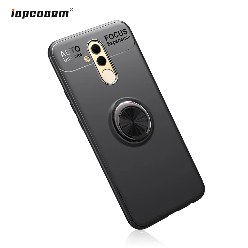 

Phone Case For Huawei Mate 20 Lite Case Rotating Finger Ring Holder Matte Soft Silicone Back Cover For Huawei Mate 20 Lite Coque