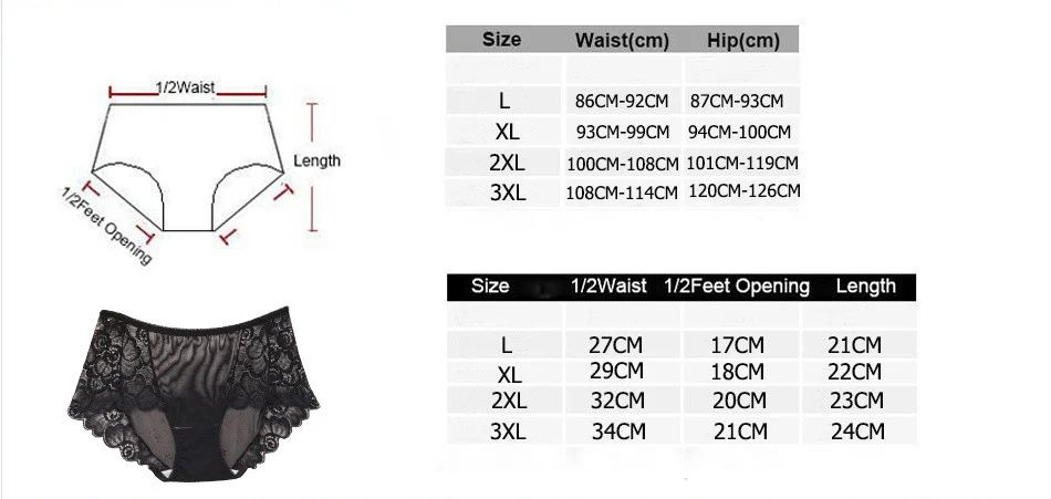 Plus Size L-XXXL Women Seamless Lace Panties Brand Women's Cotton Breathable Panty Transparent Sexy Briefs 36