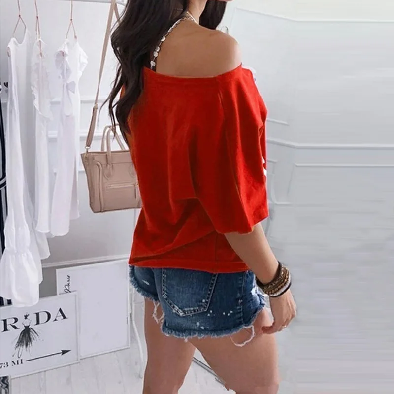 VIEUNSTA Sexy Slash Neck Print Blouse Shirt Women Summer Off Shoulder Batwing Sleeve Casual Tops Plus Size Loose Blusas Feminina