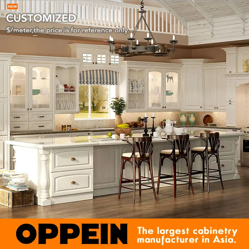 

OPPEIN Customized Traditional Red Oak Wood Kitchen Cabinet (OP15-S12)
