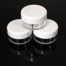 100pcs 5g/ lot white cream small jar / plastic cosmetic bottles / empty jars of loose powder eyeshadow