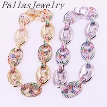 5 шт. Новое поступление золото/серебро цвет модные ювелирные изделия микро проложить цвет ful CZ цепь из циркония браслет для женщин девочек