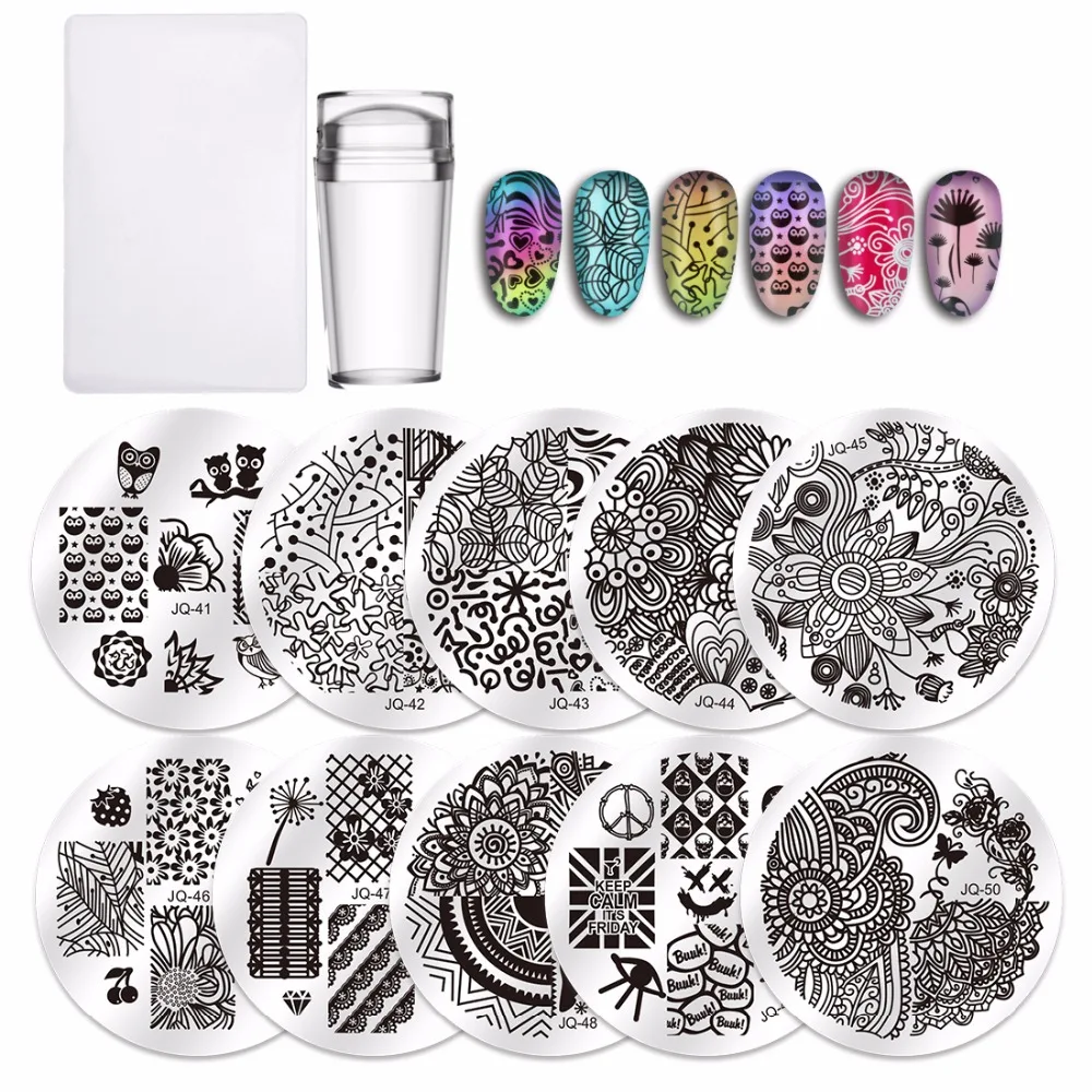 Biutee 10Pcs Nail Plates + Clear Jelly Silicone Nail Art Stamper Scraper Stamping Template Image Plates Nail Stamp Plate Tool Biutee 10Pcs Nail Plates + Clear Jelly Silicone Nail Art Stamper Scraper Stamping Template Image Plates Nail Stamp Plate Tool