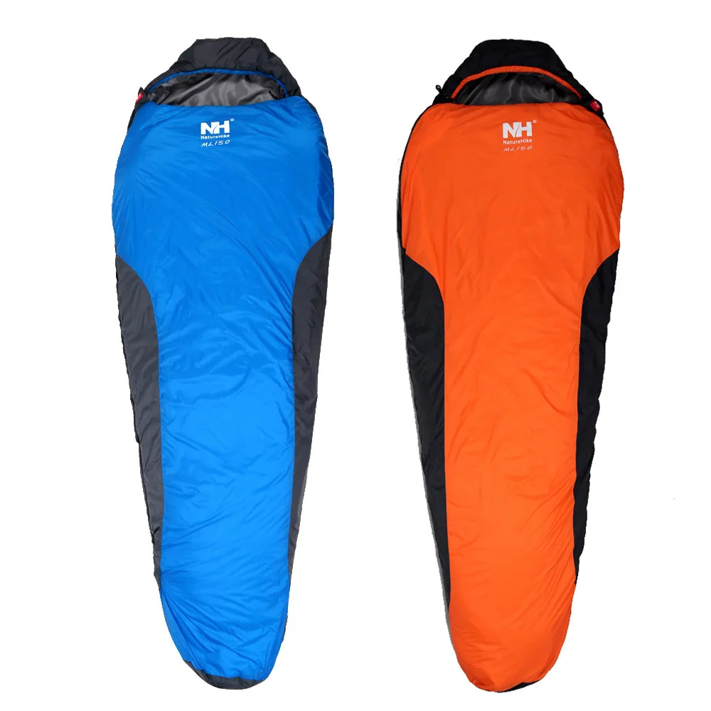

Blue/Orange Camping Waterproof Portable Sleeping Bag 210 * 83cm Cutton Lining Sleeping Bags+Compression Bag