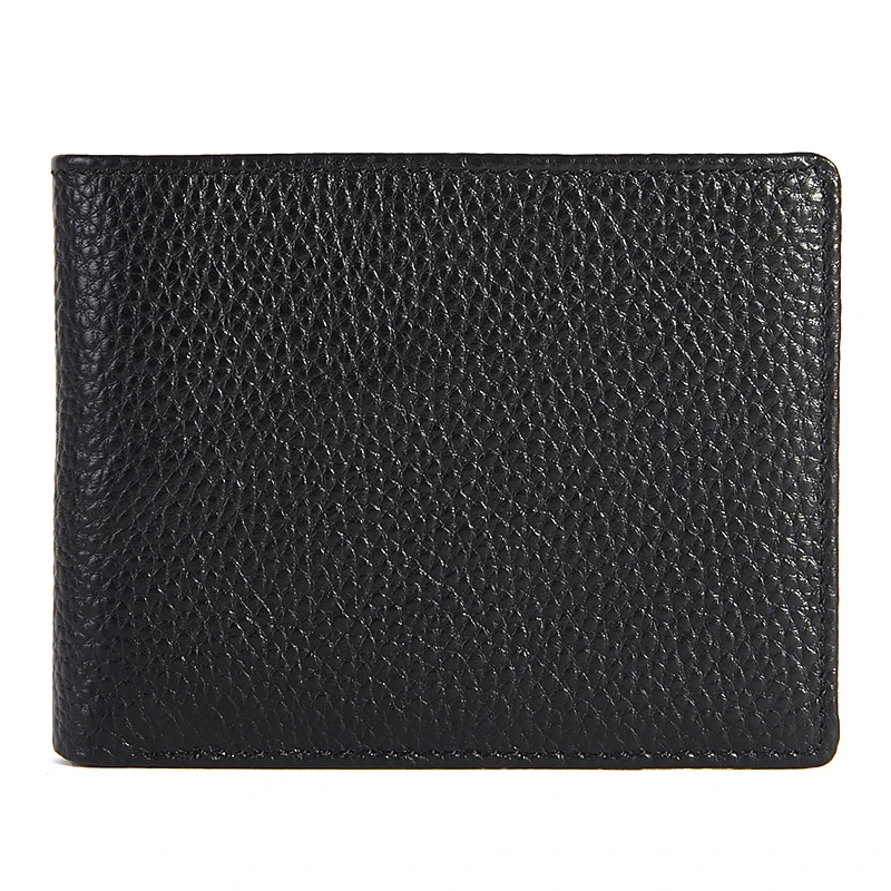 Черные кожаные короткие мужские бумажники, однотонные мужские бумажники, двойные бумажники из натуральной кожи, держатели для кредитных карт, мужской кожаный передний карман, кошелек - Цвет: BKB
