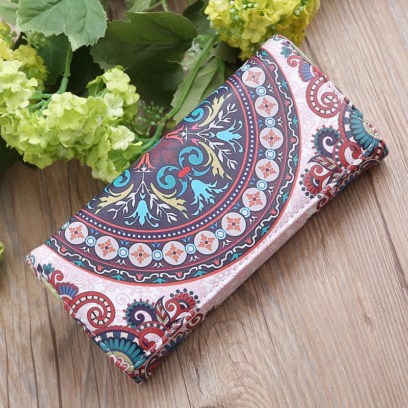 Модная многофункциональная цветная сумка для мобильного телефона, многослойный женский длинный кошелек с большим цветком, сумочка для монет