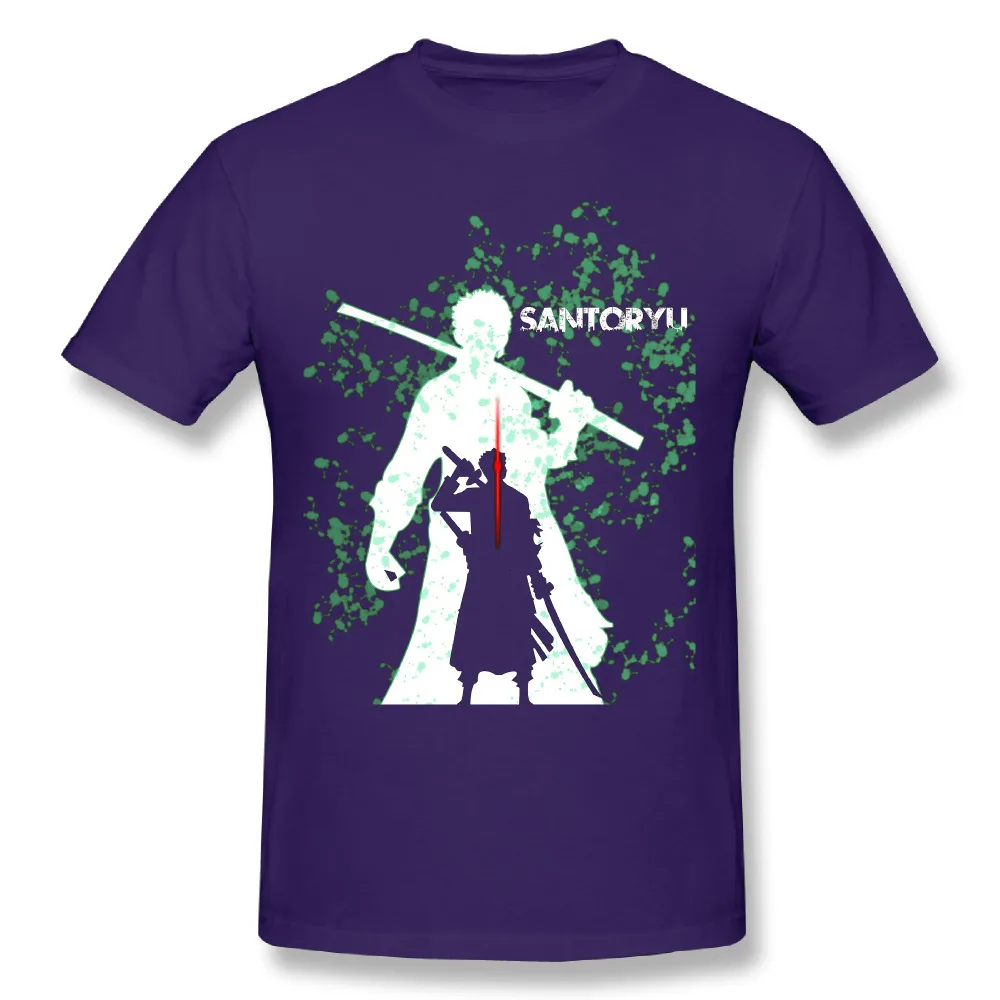 Футболка с принтом «Roronoa Zoro» для мальчиков; цельнокроеные футболки в стиле хип-хоп с короткими рукавами - Цвет: Фиолетовый
