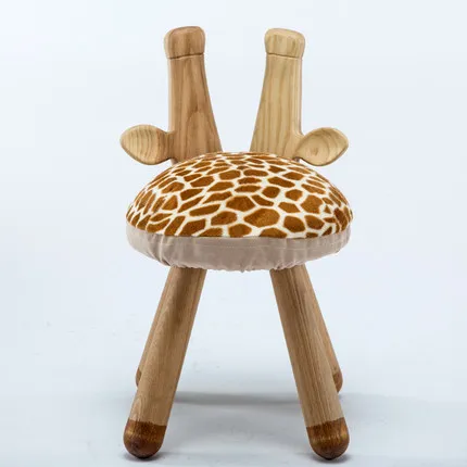 Качественный стул с оленем в скандинавском стиле из цельного дерева, детские подарки, скамейка, детский стул, домашняя табуретка для животных - Цвет: A
