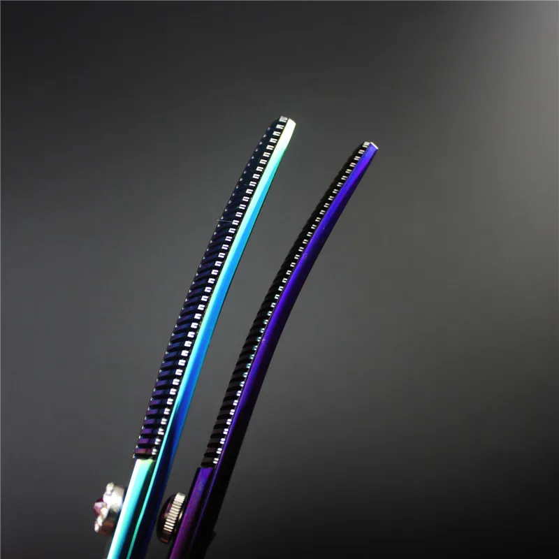 

7inch Dog Hair Clippers Purple 9cr Scissors Downward Curved Dense Thinning Pet Styling Tool Trimming Hair Shear