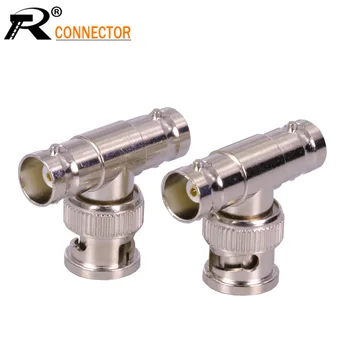 

100pcs High Quality T Type BNC 1Male Plug to 2 Female Jack for CCTV Camera System Double BNC Female Adapter