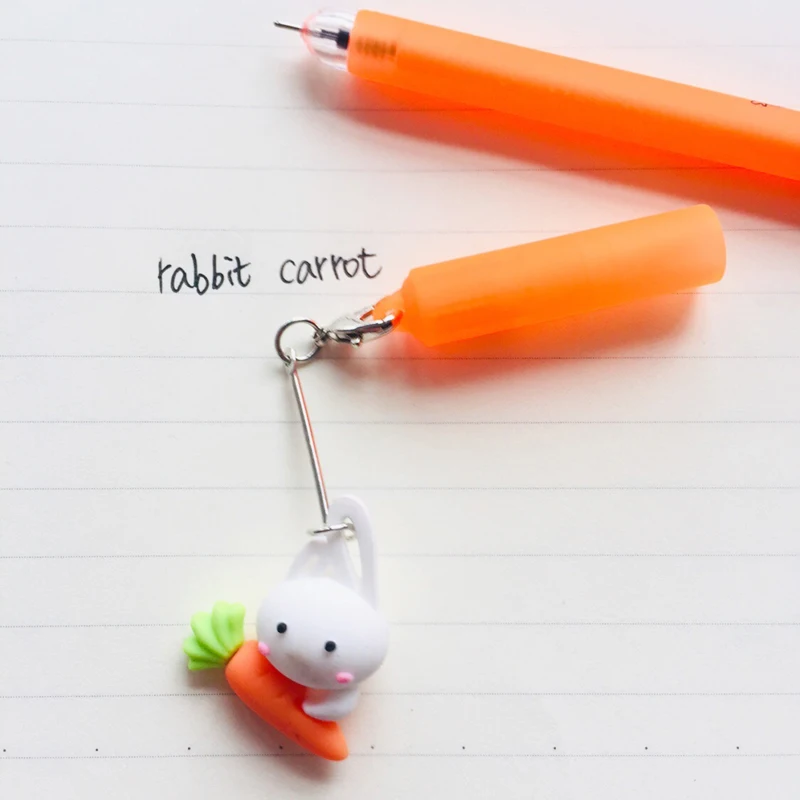 2X Kawaii Rabbit Love гелевая ручка в форме морковки Ручка-роллер Детские Канцелярские принадлежности 0,5 мм черные чернила