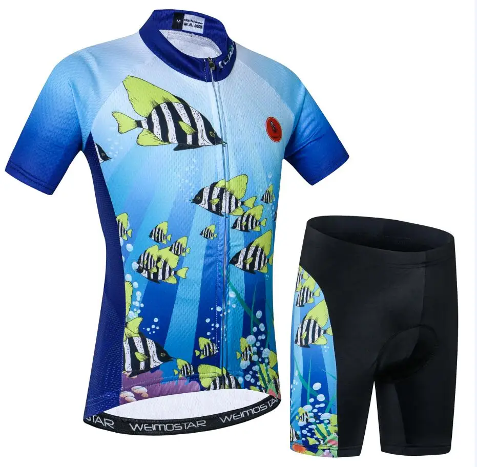Children Bike Clothing Kids Summer Cycling Jersey and Shorts Padded Sets S-XXXL