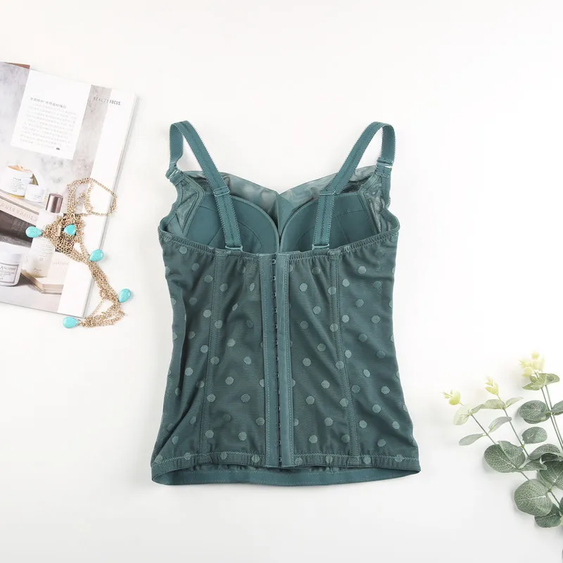 Women Lace Emboridery Corset Polka Dot Mesh Bone Sexy Bustier Corselet Bustier Overbust Slim Corsets Fashion 2 colors