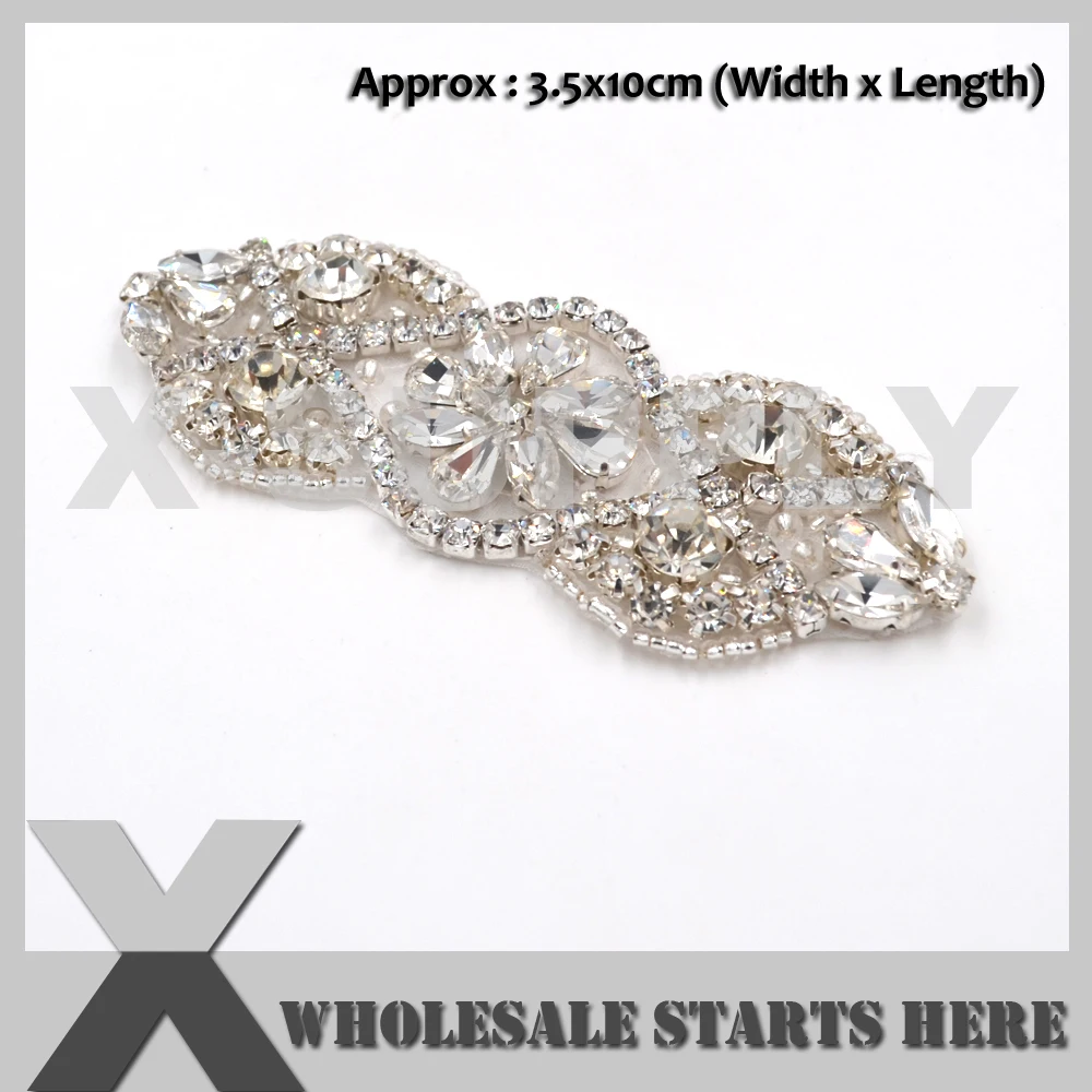 

(3pc/lot) Retail Bridal Crystal Rhinestone Applique Iron On Beaded Patch for Headbands, X1-RAT2468