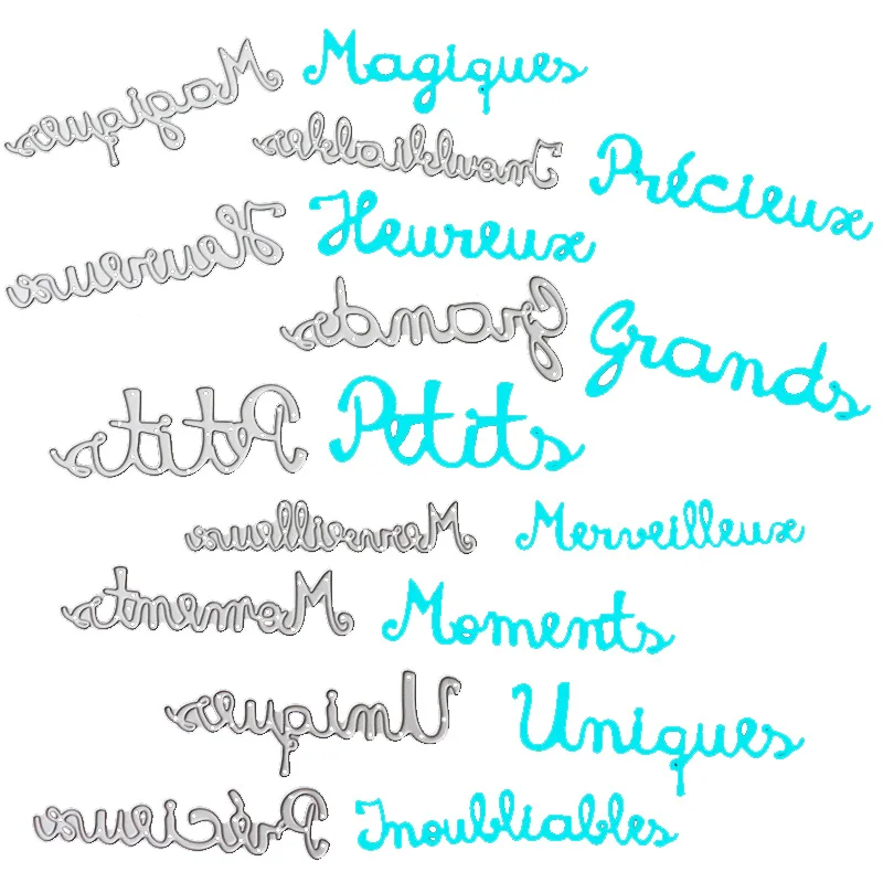 

9pcs French Word Dies Magic of Christmas Metal Cutting Dies letter Metal Craft Dies cut for DIY Scrapbooking Paper Card making